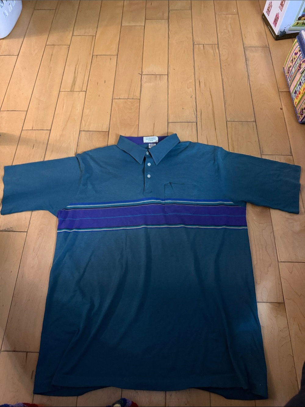 Arrow Teal Polo with Purple Stripe